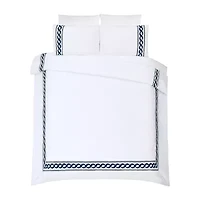 Dee Ocleppo Cable Border 3-Piece 3-pc. Geometric Embroidered Comforter Set