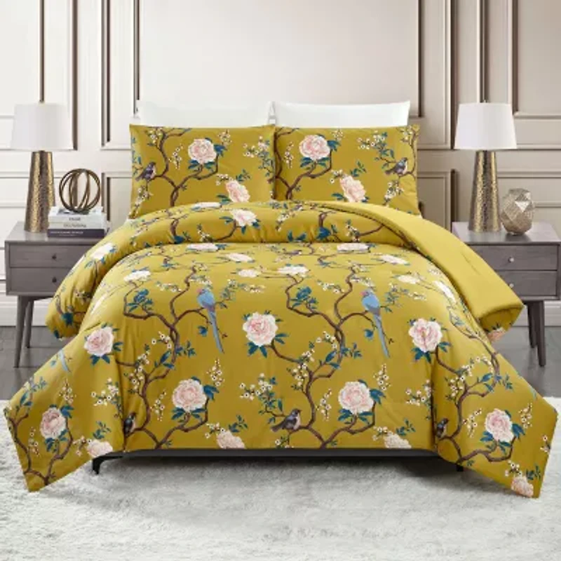 Dee Ocleppo Bird Chinoiserie 3-Piece 3-pc. Floral Reversible Comforter Set