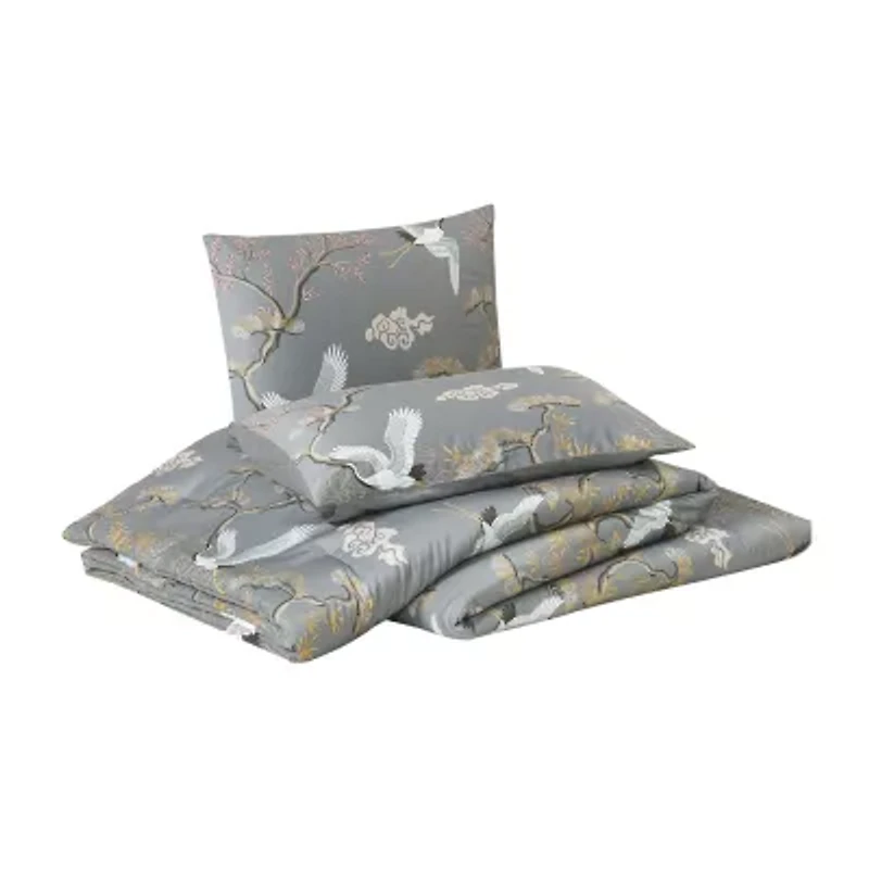 Dee Ocleppo Cranes 3-Piece 3-pc. Floral Reversible Comforter Set