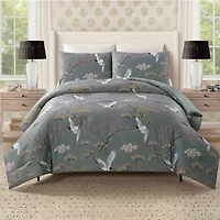 Dee Ocleppo Cranes 3-Piece 3-pc. Floral Reversible Comforter Set