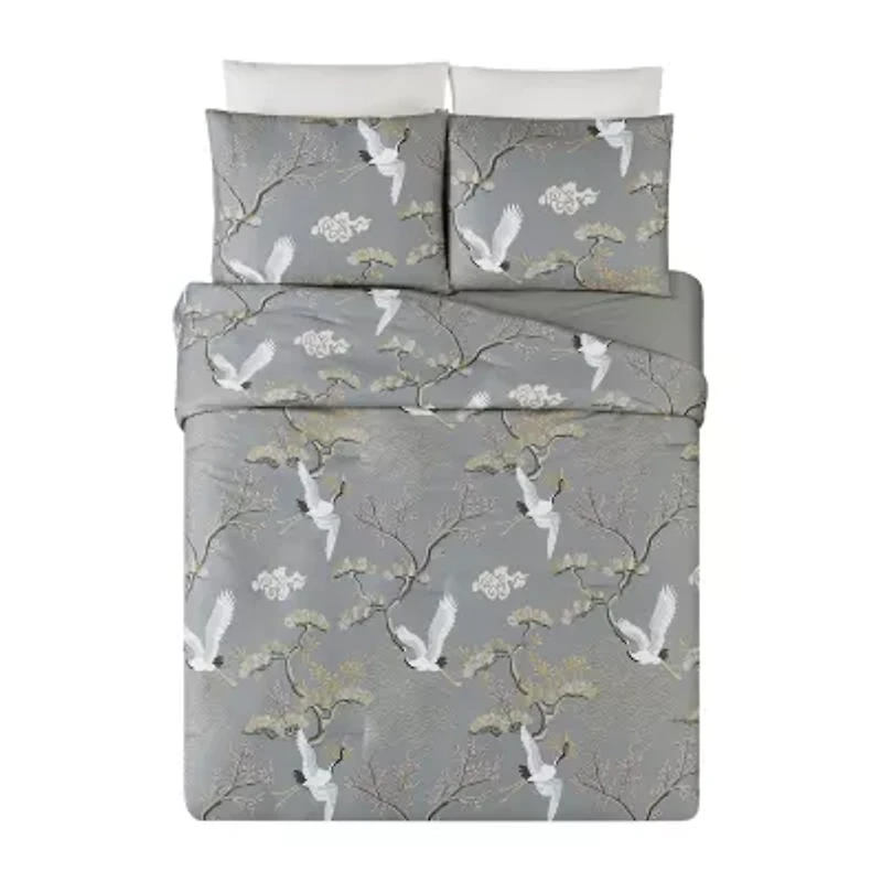 Dee Ocleppo Cranes 3-Piece 3-pc. Floral Reversible Comforter Set