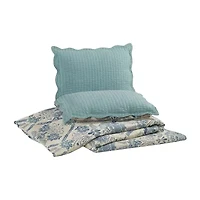 spartina 449 Mystic Moss Damask 3-pc. Floral Quilt Set