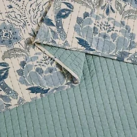 spartina 449 Mystic Moss Damask 3-pc. Floral Quilt Set