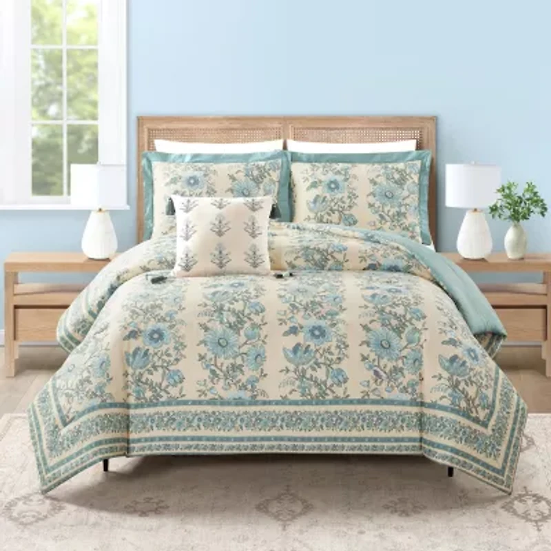 spartina 449 Mystic Moss 3-Piece 3-pc. Floral Reversible Comforter Set