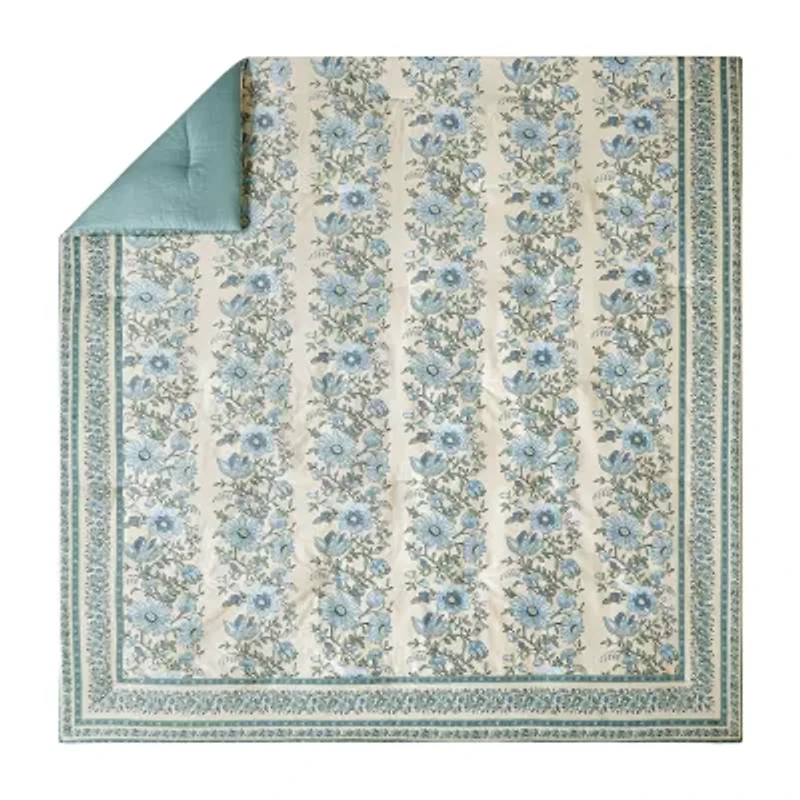 spartina 449 Mystic Moss 3-Piece 3-pc. Floral Reversible Comforter Set