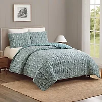 Laurel & Mayfair Floral Vine Block Print 3-Piece 3-pc. Quilt Set