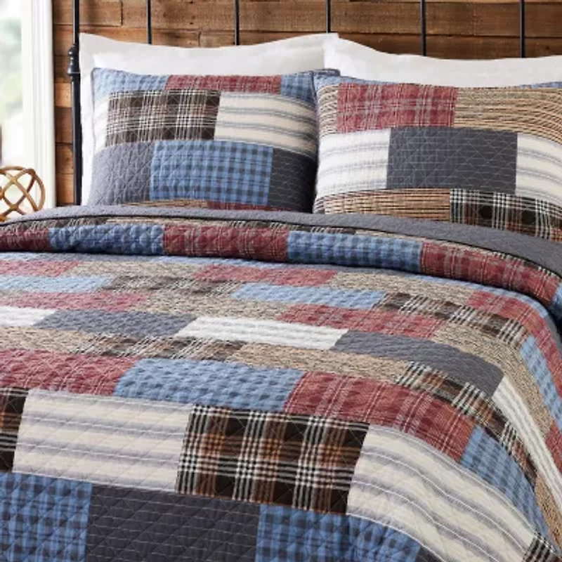 Modern Heirloom Cabin Patchwork 3-Piece 3-pc. Plaid Quilt Set