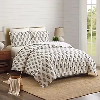 Laurel & Mayfair Mughal Flower Block Print 3-Piece 3-pc. Floral Quilt Set