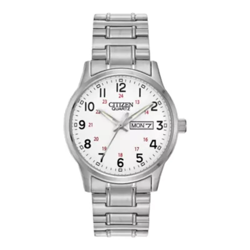 Citizen® Mens Easy Reader Silver-Tone Expansion Strap Watch BF0610-91A
