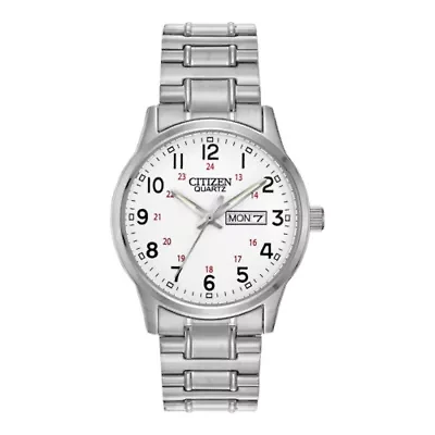 Citizen® Mens Easy Reader Silver-Tone Expansion Strap Watch BF0610-91A