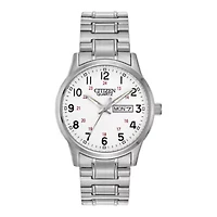 Citizen® Mens Easy Reader Silver-Tone Expansion Strap Watch BF0610-91A