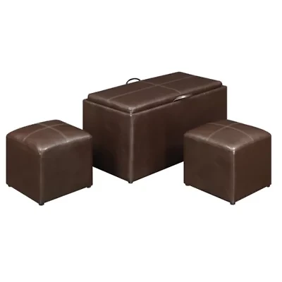 Convenience Concepts Sheridan Storage Bench w/ 2 Side Ottomans