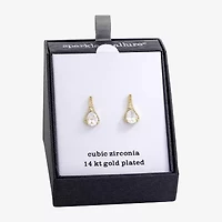 Sparkle Allure Womens Cubic Zirconia 14K Gold Over Brass Pear Drop Earrings