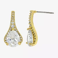 Sparkle Allure Womens Cubic Zirconia 14K Gold Over Brass Pear Drop Earrings