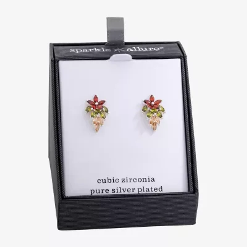 Sparkle Allure Multi Color Cubic Zirconia 21.8mm Flower Stud Earrings