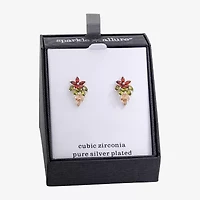Sparkle Allure Multi Color Cubic Zirconia 21.8mm Flower Stud Earrings