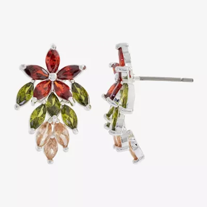 Sparkle Allure Multi Color Cubic Zirconia 21.8mm Flower Stud Earrings