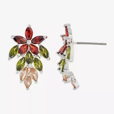 Sparkle Allure Multi Color Cubic Zirconia 21.8mm Flower Stud Earrings