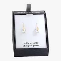 Sparkle Allure Womens Cubic Zirconia 14K Gold Over Brass Rectangular Drop Earrings