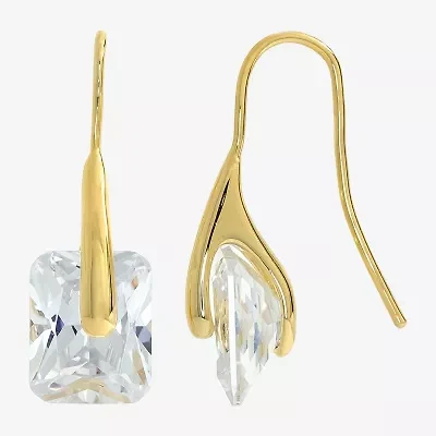 Sparkle Allure Womens Cubic Zirconia 14K Gold Over Brass Rectangular Drop Earrings