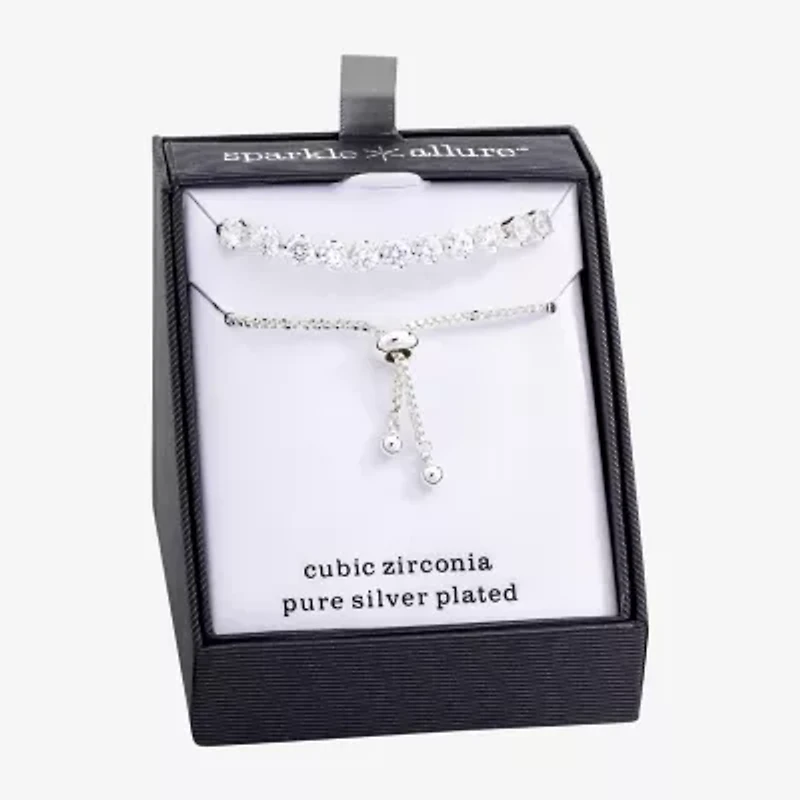 Sparkle Allure Womens Cubic Zirconia Bolo Bracelet