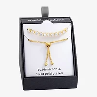 Sparkle Allure Womens Cubic Zirconia 14K Gold Over Brass Bolo Bracelet