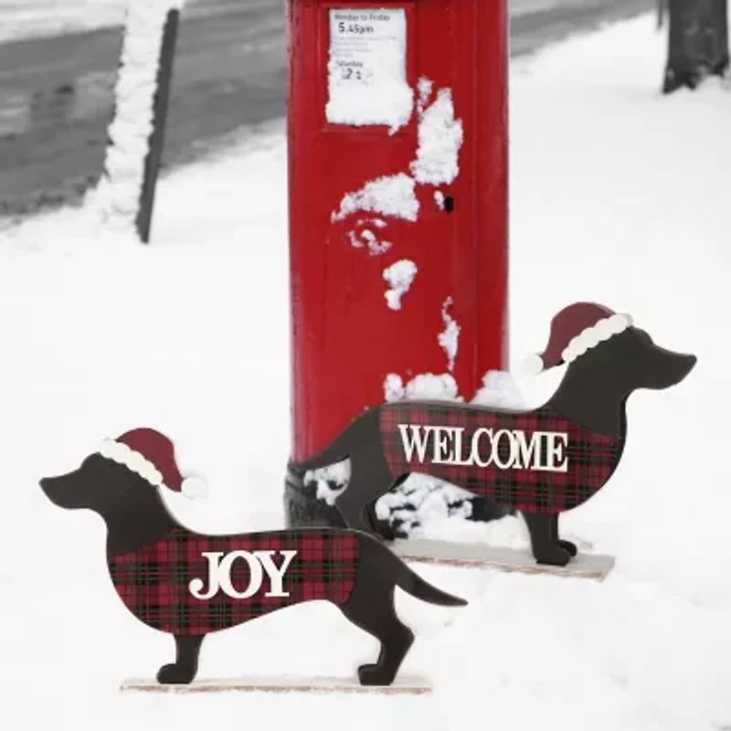 Glitzhome Dachshund Christmas Yard Art