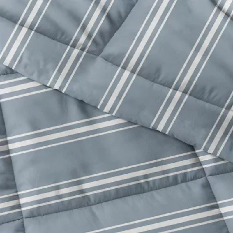 Casual Comfort Soft Stripe Reversible Down-Alternative Comforter
