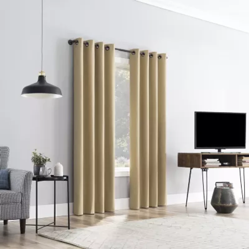 Sun Zero Channing Grommet Top Energy Saving 100% Blackout Single Curtain Panel