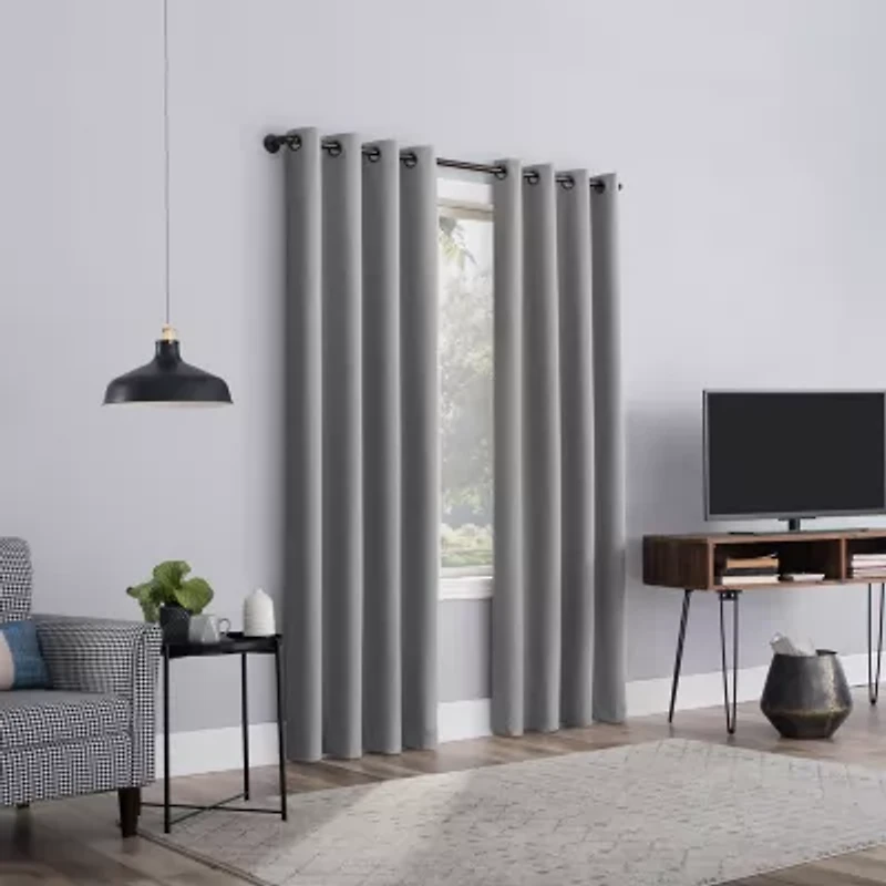 Sun Zero Channing Grommet Top Energy Saving 100% Blackout Single Curtain Panel
