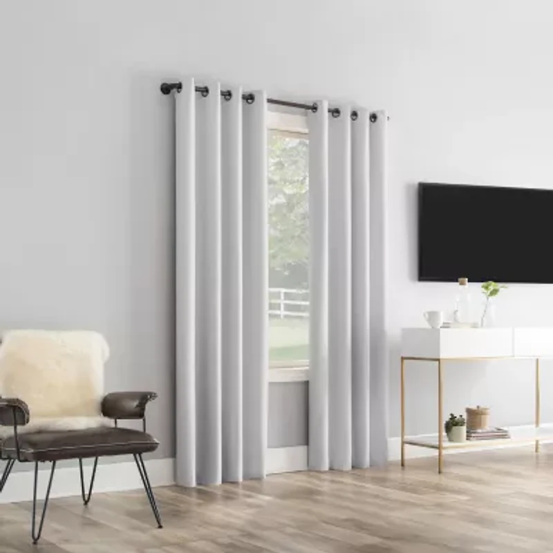 Sun Zero Tyrell Grommet Top Energy Saving 100% Blackout Single Curtain Panel