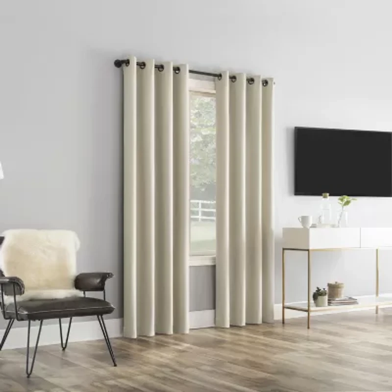 Sun Zero Tyrell Grommet Top Energy Saving 100% Blackout Single Curtain Panel