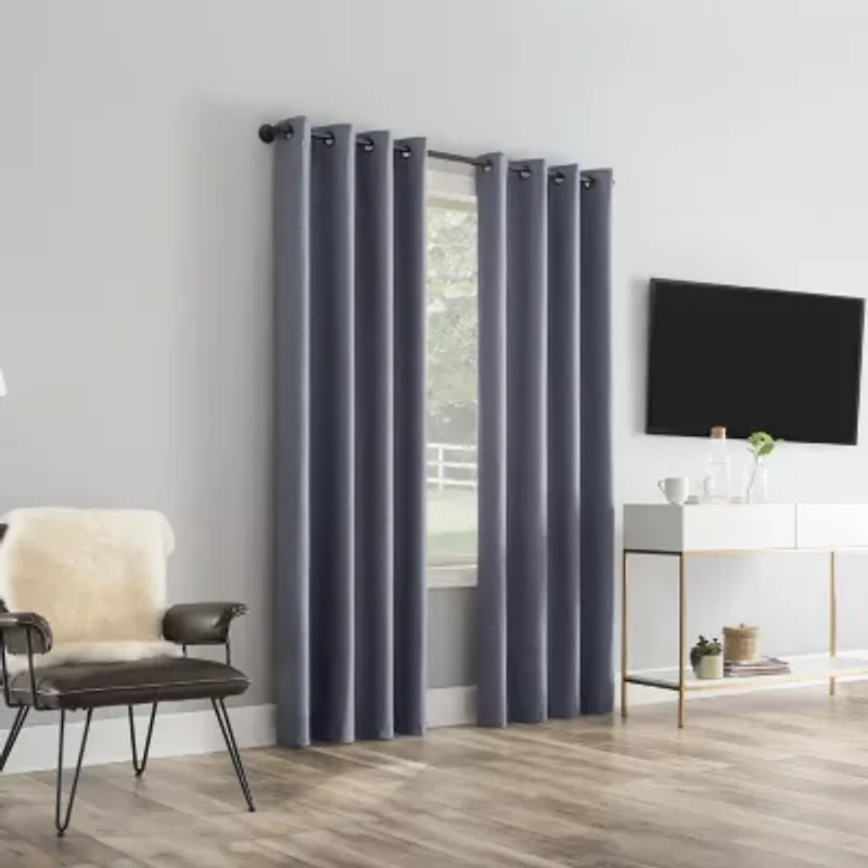 Sun Zero Tyrell Grommet Top Energy Saving 100% Blackout Single Curtain Panel