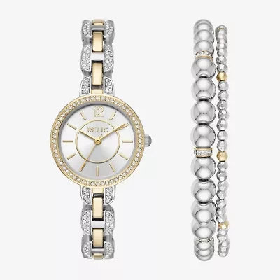 Relic By Fossil Womens Two Tone 2-pc. Watch Boxed Set Zr34504set