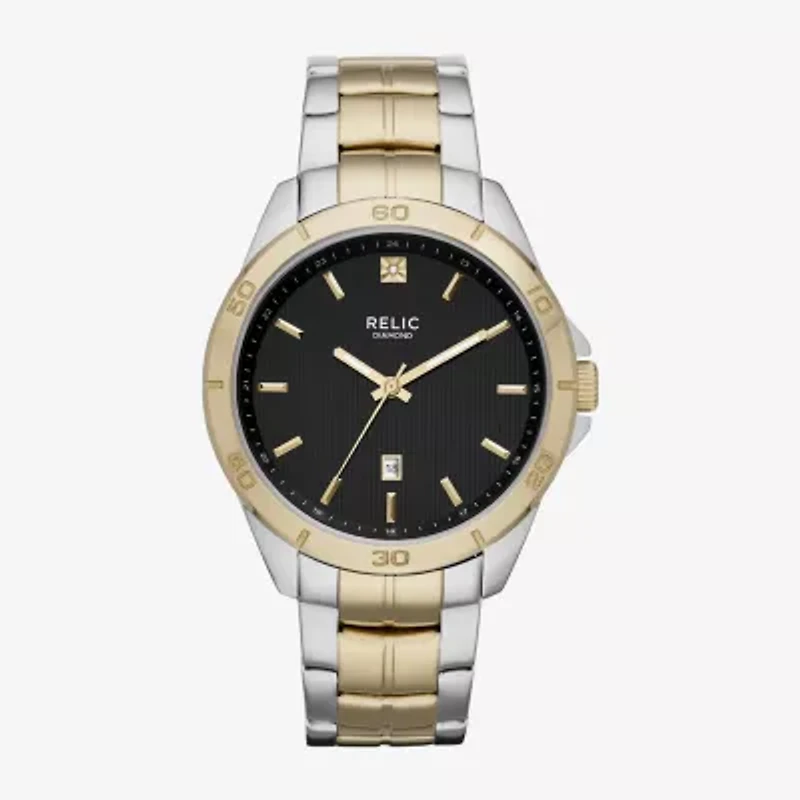 Relic By Fossil Mens Two Tone Stainless Steel Bracelet Watch Zr12558