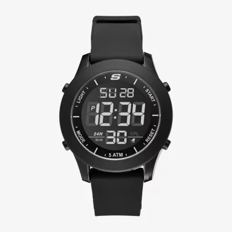 Skechers Rosencrans Digital Oversize Mens Chronograph Digital Black Strap Watch Sr5107
