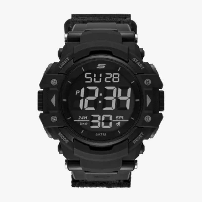 Skechers Keats Mens Chronograph Digital Black Strap Watch Sr1037