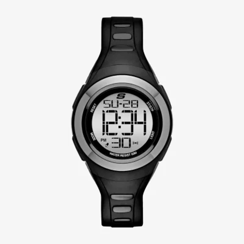Skechers Tennyson Womens Digital Black Strap Watch Sr2063