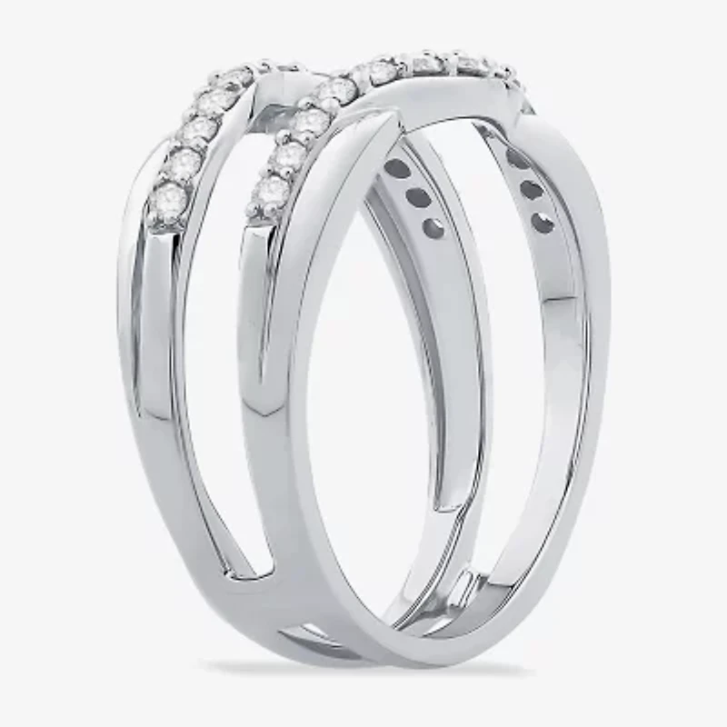 Womens 1/ CT. T.W. Natural White Diamond 10K Gold Wedding Ring Guard