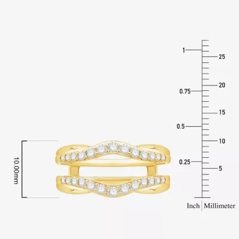 Womens 1/ CT. T.W. Natural White Diamond 10K Gold Wedding Ring Guard