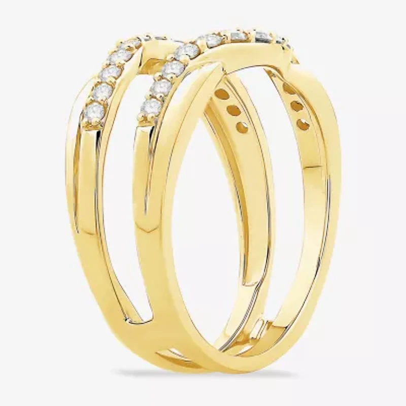Womens 1/ CT. T.W. Natural White Diamond 10K Gold Wedding Ring Guard