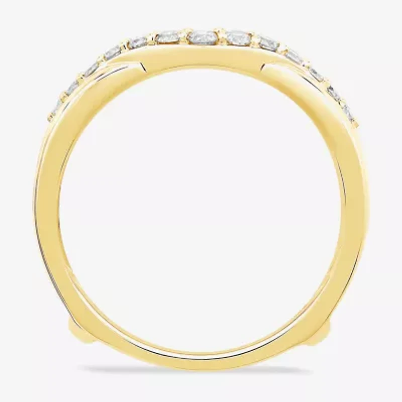 Womens 1/ CT. T.W. Natural White Diamond 10K Gold Wedding Ring Guard