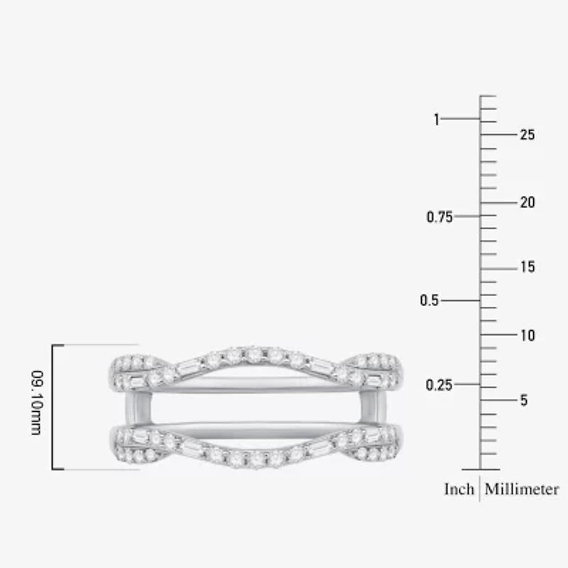 Womens 1/ CT. T.W. Natural White Diamond 10K Gold Wedding Ring Guard