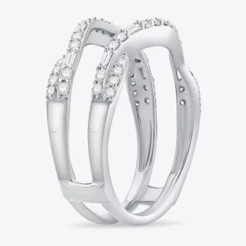 Womens 1/ CT. T.W. Natural White Diamond 10K Gold Wedding Ring Guard