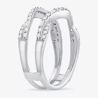 Womens 1/ CT. T.W. Natural White Diamond 10K Gold Wedding Ring Guard