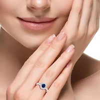 Effy  Womens 1/7 CT. T.W. Genuine Blue Sapphire Sterling Silver Cocktail Ring