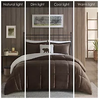 Woolrich Alton Plush to Sherpa Down Alternative Comforter Set with Throw Pillow