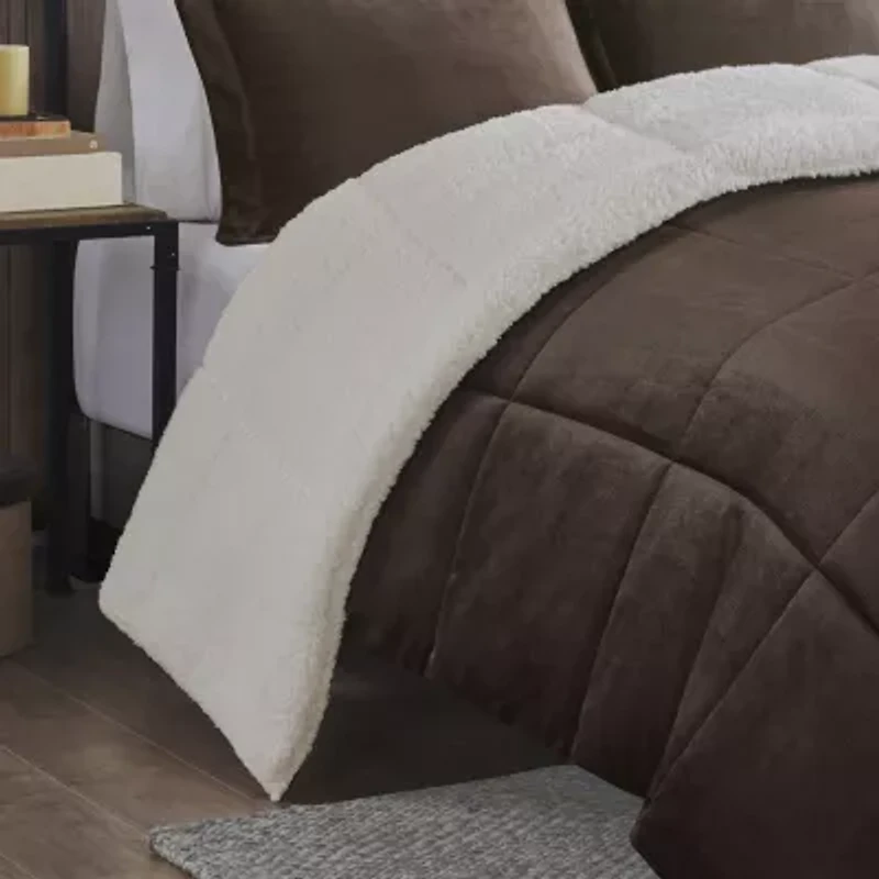Woolrich Alton Plush to Sherpa Down Alternative Comforter Set with Throw Pillow