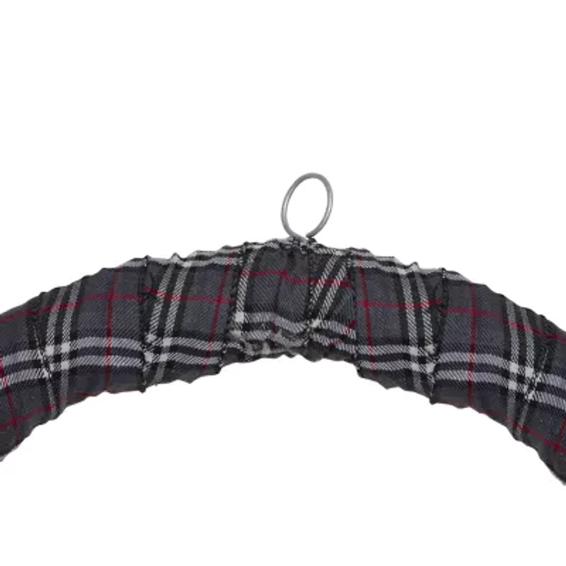 Northlight Gray And Red Plaid Artificial With Red Berries 24-Inch Unlit Wreath