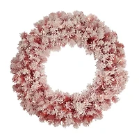 Northlight Flocked Red Artificial 36 Inch Clear Lights Pre-Lit Wreath